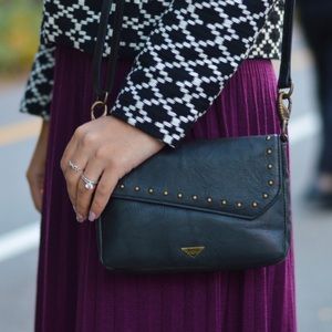 Black leather crossbody bag